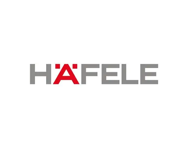 Logo de Häfele, marca alemana de herrajes y sistemas de correderas soft-close instalados en cajones y puertas de closets Legno.